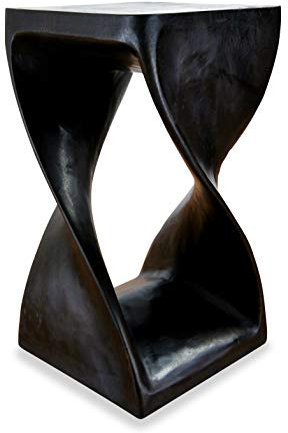 livasia Gedrehte Massivholzsäule, Beistelltisch/Hocker als Blumensäule oder Podest, asiatischer Sitzhocker aus Massivholz