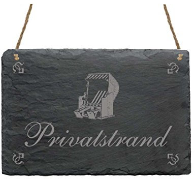 Schiefertafel « PRIVATSTRAND » Schild mit Motiv Strandkorb - Türschild Dekoschild Hinweis - Strand privat Hotel Pension Ferienwohnung - Ostsee Nordsee