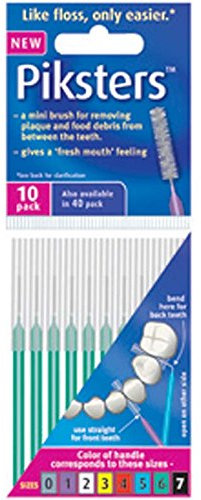 Piksters Interdentalbürsten, 10er Pack, grün, 0,80 mm, Vorteilspack mit 3 Stück (3 x 10 Stück)