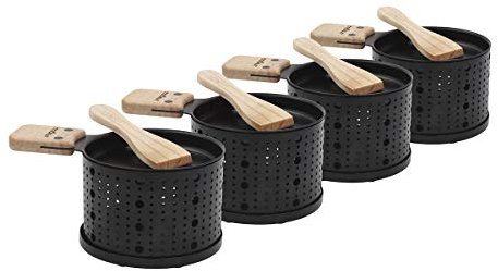 COOKUT - Lumi - Une raclette à la Bougie - Faites Fondre Votre Fromage en 3 Minutes - A Table, Devant la télé ou même en Pique Nique - Spatule Bois inclues - sans électricité - Pack de 4 appareils