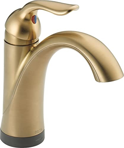 Delta Faucet Lahara Single Hole Bathroom Faucet with Touchless Technology, Gold Bathroom Sink Faucet, Single Handle Bathroom Faucet, Push Pop-Up Drain, Champagne Bronze 538T-CZ-DST