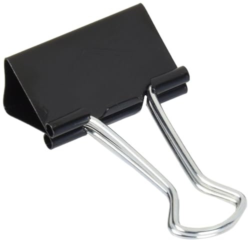 Wedo 6421432 Agrafes Foldback, 12 pièces, métal laqué étriers amovibles, ressort fort, 32 mm, noir/argenté