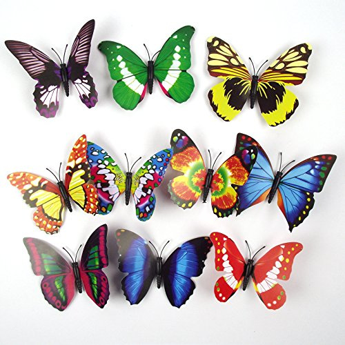 Meena Supplies Magnetic Artificial Butterflies In 3 sizes Decorative Picks (Large 8 Pices)