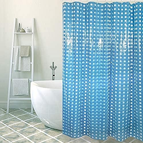 MSV, Rideau de Douche, en PVC, Revêtement antibactérien, 100% Vinyle, Design Moderne, Anneaux Inclus, Revêtement antibactérien et Hydrofuge, Lavable à 40°c, Bleu Foncé, 180 x 200 cm