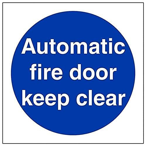vsafety 18002 Corbeille af-r Panneau obligatoire, Fire Keep de porte automatique Transparent, en plastique rigide, Carré, 100 mm x 100 mm, bleu