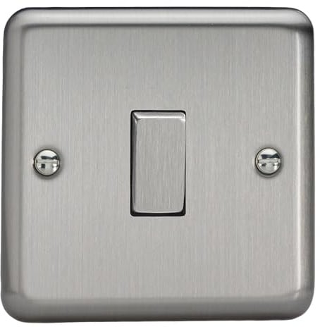 Varilight Single Rocker Light Switch Intermediate - Value Matt Chrome With Brushed Steel Rocker, XS7D