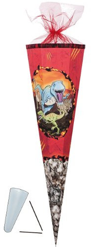 Schultüte - Dinosaurier 22 cm - mit Tüllabschluß - Zuckertüte Nestler Dino Dinos Saurier T-Rex Urzeit Urwald