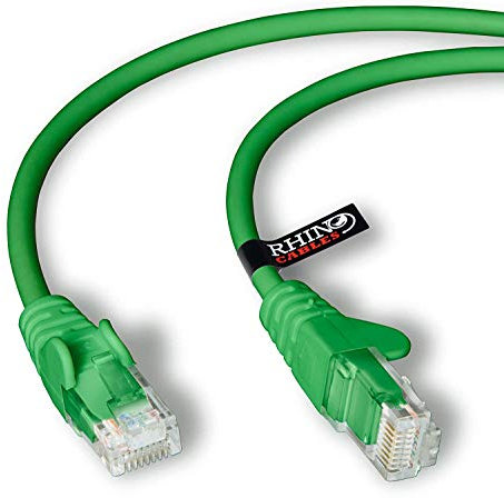rhinocables CAT 6 High-Speed Gigabit Ethernet Cable - Patch Network Lead for LAN| Snagless UTP With LSZH Jacket | RJ45 Connector - Internet, Router, Modem, Smart TV, PC & More (5m, Green, Pack of 1)