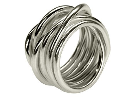SILBERMOOS Damenring Herrenring Partnerring Ehering gewickelt handgeschmiedet Sterling Silber 925, Größe:62