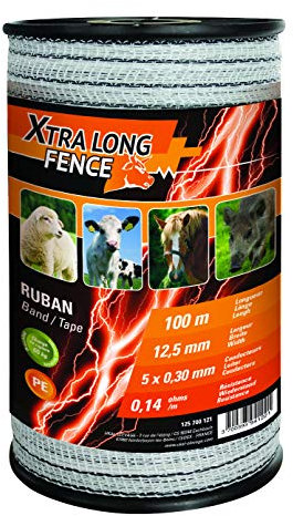 Ellofence Weidezaunband [12,5mm / 100m] - Robustes Weideband für Stromzaun - Premium Elektrozaunband - UV-beständiges & leitfähiges Weidezaun Band - Elektrozaun Zubehör