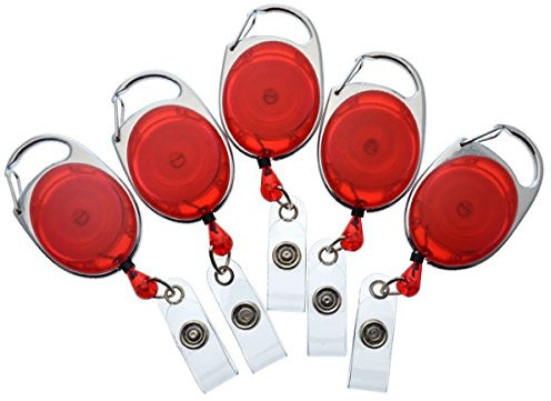 Bulk 25 Pack – Specialist ID Premium Karabiner Badge Reels – Retractable ID Kartenhalter 100er-Pack rot