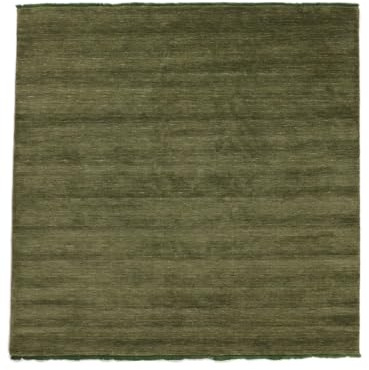RugVista Handloom Fringes, Teppich, Moderne, 250 x cm, Quadratisch, Niedriger Stapel, Wohnzimmer, Esszimmer, Schlafzimmer, Nur chemische Reinigung, Care & Fair Zertifiziert, Grün