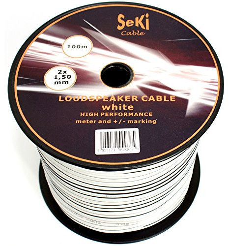 Cable de Altavoz (2 x 1,50 mm² 100 M en Bobina de plástico), Color Blanco