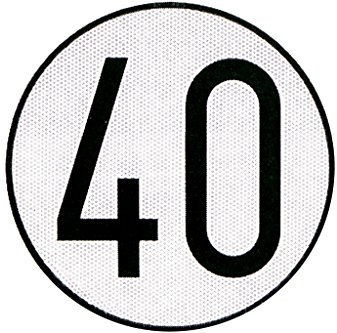 Cofan Plaque en aluminium homologuée V-4 | Vitesse maximale autorisée à 40 km/h. Pour véhicules spéciaux avec limites de vitesse | Ø 200 mm