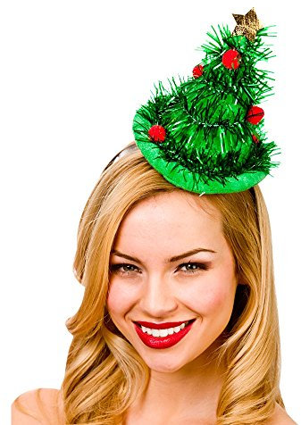 Wicked Costumes Adult Tinsel Christmas Tree Hat on Headband