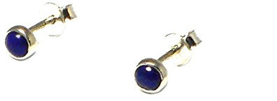 Art Gecko Runde blaue Lapislazuli Ohrstecker aus 925-4 mm Sterlingsilber
