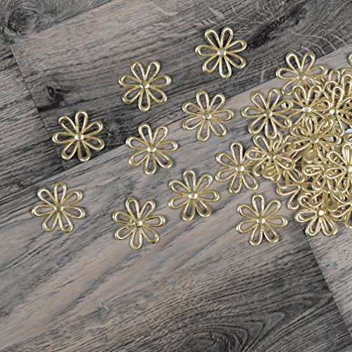 10 Blumen Satin Gold 3 cm Deko Streuteile Scrapbooking Tischdeko Streudeko