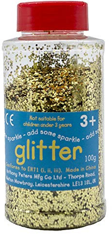 Glitter | 100 Gram tub | Shaker lid for Easy Pouring | Arts and Crafts | Glitter Art | Gold
