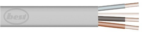 Merriway® BH01438 Flat 3-Core and Earth Cables 6243Y, 10 m, 1.0 mm - Grey
