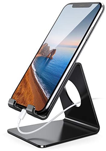 Lamicall Phone Stand, Phone Dock - Universal Stand, Cradle, Holder, Dock Compatible with iPhone 16 15 14 Pro Max Plus, 13 12 Pro Max Mini, 11 Pro Xs XR X 8 7, HUAWEI, Samsung S23, Smartphones - Black