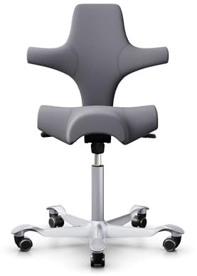HÅG Capisco 8106 Bürostuhl Xtreme EXR009 schwarz Kunstfaser, Gestell weiß, Gasfeder 200 mm Sitzhöhe: 47-65,5 cm, ohne Fußring, Fußkreuz in Gestellfarbe, Rollen für Harte Böden