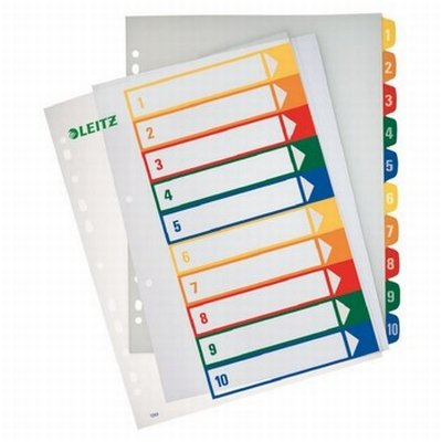 BBMBD Premium Zahlen-Register A4 LEI 1293-00-00 * # PVC 1-10 farbig Überbreite Bedruckbar