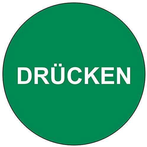 Aufkleber Drücken (grün) Folie selbstklebend 6 cm (Türschild, Türaufkleber, Hinweisschild) praxisbewährt, wetterfest