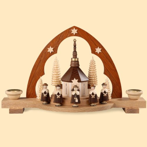 Mueller Schwibbogen Kurrende Spitzbogen, Länge 30 cm, natur, original Erzgebirge Seiffen