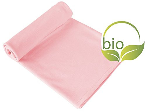 ByBoom - Babydecke, Kuscheldecke, Erstlingsdecke, Sommerdecke, 70x100 cm; 100% BIO BAUMWOLLE, Farbe:Rosa/Rosa