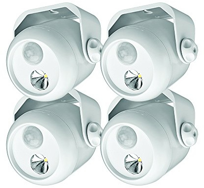 Mr Beams drahtloser, batteriebetriebener LED Mini Scheinwerfer mit Bewegungsmelder und Lichtsensor weiß MB304 (4-er Pack)