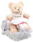 Geschenk zur Geburt – Kuchen Schichten Bär Biker rose- bebedeparis- Geschenkset bébé- Blumenstrauß babyblau – Blumenstrauß Geburt