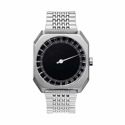 slow Jo 02 - Schweizer unisex Einzeigerarmbanduhr analoge 24 Stundenanzeige Edelstahlarmband silber