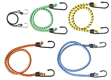 Connex Gepäckspanner-Set 10-teilig - 5 Längen: 250 mm, 450 mm, 500 mm, 600 mm und 750 mm - Stahlhaken mit PVC-Überzug - Dehnbar und reißfest / Spanngummi mit 2 Haken / Expander / DY270616
