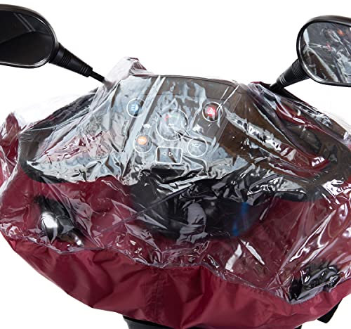 Kozee Komforts Mobility Scooter Tiller Cover - Waterproof, See-Through Panel, Hook and Loop Sealed Slots for Mirrors - Fits Delta Shaped Tillers with/without Mirrors - Large - Maroon