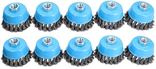 Twist Knot Wire Wheel Cup Brush 3 for 4-1/2 Angle Grinder 10 Pack TE243