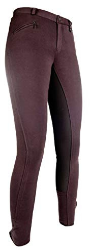 HKM Kinder Reithose -Basic Belmtex Grip- 3/4 Besatz-damen Hose, Dunkelbraun/Dunkelbraun, 134 EU