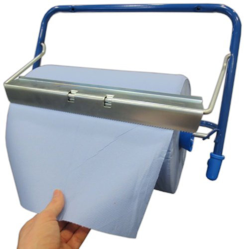 Wandhalter für Putzrollen bis 40 cm blau/silber Metall Wandrollenhalter Wandabrollgerät Putztuchrollenspender