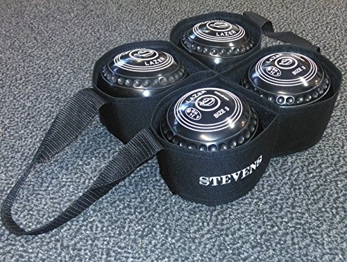 Stevens 4 Bowl Carrier Crown Green Short Mat Lawn Bowls (Black)