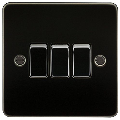 Knightsbridge FP4000GM Plat FPAV4000GM Flat Plate 10A 3G 2 Way Switch-Gunmetal, 230 V