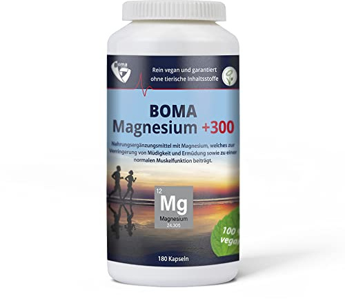 Boma Lecithin Magnesium 300+ Komplex reines elementares Magnesium aus Magnesiumpidolat und Magnesiumoxid | 180 Kapseln Vegan