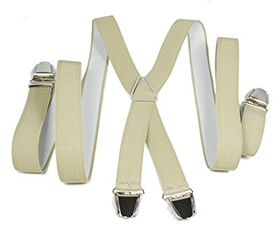 YEHMAN Bretelle fine X Made in France 2.5 cm à grosses pinces/clips Homme Femme (Beige)