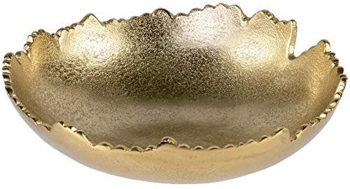Red Co. 8.75” Gold Moon Decorative, Asymmetrical Torn, Hammered Metal Centerpiece Bowl with Sculpted Edges