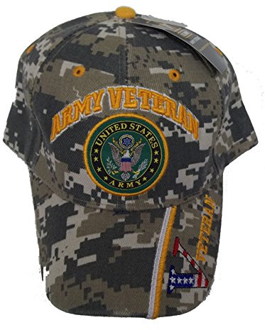 United States Army Veteran V CAMO Baseball Style Embroidered HAT us USA Cap