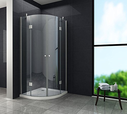 Duschkabine ANGOLO 90 x 90 x 195 cm (Viertelkreis) ohne Duschtasse