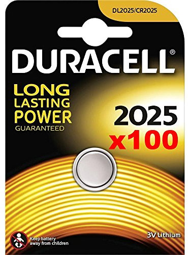 Scatola di 100 x Duracell 2025 3 V batterie al litio – potenza a lunga durata garantita DL2025 CR2025