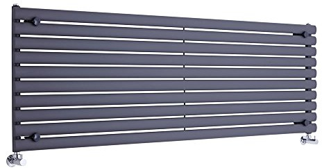 MILANO Anthracite Horizontal Single Oval Panel Radiator 590 x 1790mm