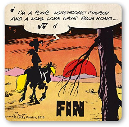 Logoshirt®️ Lucky Luke I Poor Lonesome Cowboy I Untersetzer | Kork | 10x10cm | langlebiger Druck | Lizenziertes Originaldesign