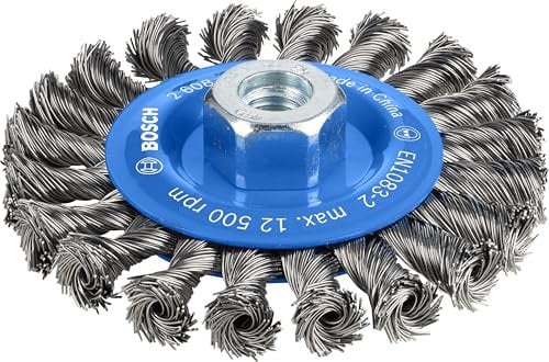 Bosch 1x PRO Steel Longlife Wire Wheel, Knotted Wire for Small Angle Grinder and M14 Thread (for Steel, Ø 115 mm, Professional Accessory Small Angle Grinder)