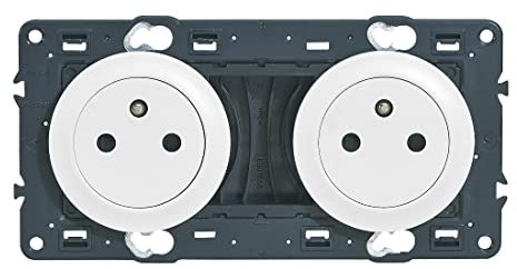 LEGRAND - Prise Electrique Double avec Terre Précâblée Céliane Surface - Prise Affleurante avec Socle Rétractable - Blanc