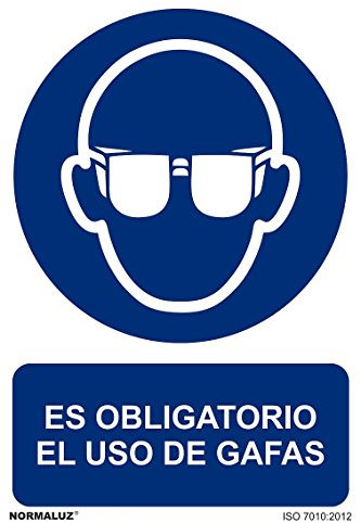 NormaLuz RD20002 - Señal Homologada Es Obligatorio El Uso de Gafas PVC GLASSPACK 0,7 mm 21x30 cm
